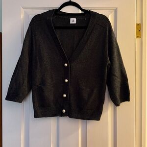 CAbi Charcoal Pearl Button Boyfriend Cardigan 3533